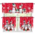 thumbnail image 1 of Red Snowman Christmas Cafe Curtains Over Sink,Modern Style Pleat Short Curtains for Small Window 3piece Kitchen Window 36 Inch, 1 of 6