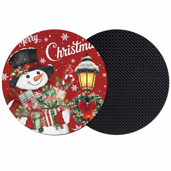 Red Snowman Christmas Coasters Set of 2, Absorbent Coasters for Drinks, Xmas Snowflake Botanical Coaster for Desk Coffee Table Protection, Home Decor House Warming Gifts 4"