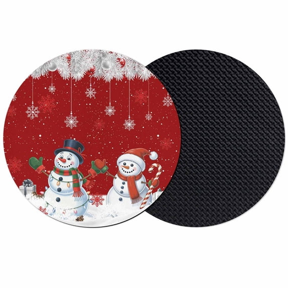 Red Snowman Christmas Coasters Set of 2, Absorbent Coasters for Drinks, Xmas Snowflake Winter Ball Coaster for Desk Coffee Table Protection, Home Decor House Warming Gifts 4"