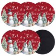 thumbnail image 1 of Red Snowman Christmas Coasters Set of 6, Absorbent Coasters for Drinks, Xmas Tree Snowflake Gifts Coaster for Desk Coffee Table Protection, Home Decor House Warming Gifts 4", 1 of 8