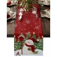 thumbnail image 1 of Red Snowman Christmas Cotton Linen Table Runner for Dining Kitchen, Green Xmas Tree Snowflake Winter Wedding Outdoor Party Tablerunners Decoration, Dresser Scarf Coffee Tablecloth Runners 13"x36", 1 of 9