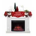thumbnail image 1 of Red Snowman Christmas Fireplace Mantel Scarf Table Runner, Xmas Snowflake Funny Winter Garland Mantel Top Tablerunners Dresser Scarves Cover Decorations for Windows Party Living Room 60''x17'', 1 of 6
