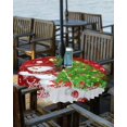 thumbnail image 1 of Red Snowman Christmas Outdoor Tablecloth - 54x80 Inch Rectangle Dining Table Cover, Xmas Tree Balls Snowflake Waterproof Outdoor Table Cloth with Umbrella Hole & Zipper for Picnic/Patio, 1 of 1