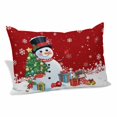 thumbnail image 1 of Red Snowman Christmas Pillow Covers, Linen Long Throw Pillow Case, Xmas Tree Gifts Snowflake Winter Holiday Pillow Protector Decorative Cushion Cover for Living Room/Bedroom 12" x 20", 1 of 8