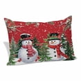 thumbnail image 1 of Red Snowman Christmas Pillow Covers, Linen Long Throw Pillow Case, Xmas Tree Snowflake Winter Branches Holiday Pillow Protector Decorative Cushion Cover for Living Room/Bedroom 20" x 26", 1 of 8