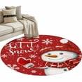 thumbnail image 1 of Red Snowman Christmas Round Area Rug 3 FT, Small Kitchen Bathroom Mat, Xmas Winter Snowflake Let Snow Washable Indoor Outdoor Throw Runner Carpet Non-Shedding Doormat for Table Shower Sofa Entryway, 1 of 9