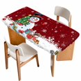 thumbnail image 1 of Red Snowman Christmas Table Cloths for 3 Foot Rectangle Tables, Gifts Xmas Tree Winter Snowflake Patio Waterproof Elastic Fitted Tablecloths, Washable Rectangular Table Cover for Camping, 1 of 8