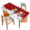 thumbnail image 1 of Red Snowman Christmas Table Cloths for 3 Foot Rectangle Tables, Xmas Snowflake Winter Ball Patio Waterproof Elastic Fitted Tablecloths, Washable Rectangular Table Cover for Camping, 1 of 8