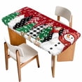 thumbnail image 1 of Red Snowman Christmas Table Cloths for 4 Foot Rectangle Tables, Snowflake Xmas Tree Winter Elk Patio Waterproof Elastic Fitted Tablecloths, Washable Rectangular Table Cover for Camping, 1 of 8