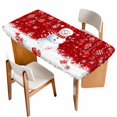 thumbnail image 1 of Red Snowman Christmas Table Cloths for 4 Foot Rectangle Tables, Xmas Balls Snowflake Patio Waterproof Elastic Fitted Tablecloths, Washable Rectangular Table Cover for Camping, 1 of 8