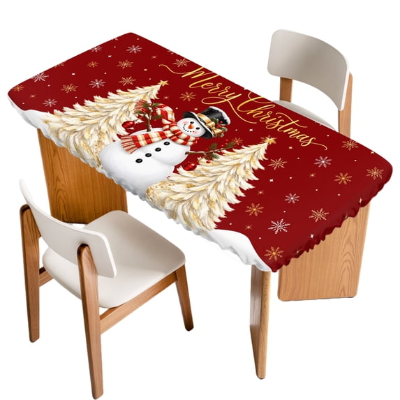 Red Snowman Christmas Table Cloths for 4 Foot Rectangle Tables, Xmas ...