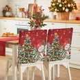 thumbnail image 1 of Red Snowman Christmas Tree Chair Covers Set of 8 Vintage Xmas Gift Winter Snowflake Chair Back Covers Stretch Removable Washable Slipcovers Protector for Dining Room Kitchen Party Decor, 1 of 5