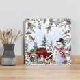 thumbnail image 1 of Red Snowman Christmas Wall Art Painting on Canvas, Xmas Tree Snowflake Truck Canvas Art Home Prints Wall Art Framed Modern Artwork for Living Room Bedroom Wall Decor 12x12in, 1 of 9