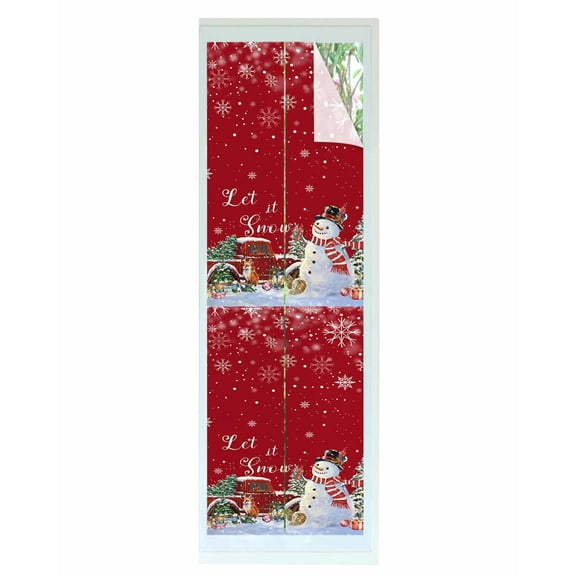 Red Snowman Christmas Window Privacy Film Stained Glass Window Film Decorative Windows Cover Static Windows Cling for Glass Door Snowflake Red Truck Xmas Tree Gifts Stickers for Bathroom 29.5"x118"