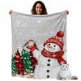 thumbnail image 1 of Red Snowman Flannel Blanket for Bed,Travel and Camping, Christmas Let Snow Pine Trees Bird Snowing Grey Super Soft Cozy Blanket for All Seasons 50"x60", 1 of 9