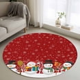 thumbnail image 1 of Red Snowman Round Rug 3ft Washable Circle Entryway Rugs Non Slip Christmas Winter Snowflake Xmas Tree Area Rug Indoor Floor Carpet for Bedroom Kitchen Living Room Home Office Dining Room Nursery, 1 of 8