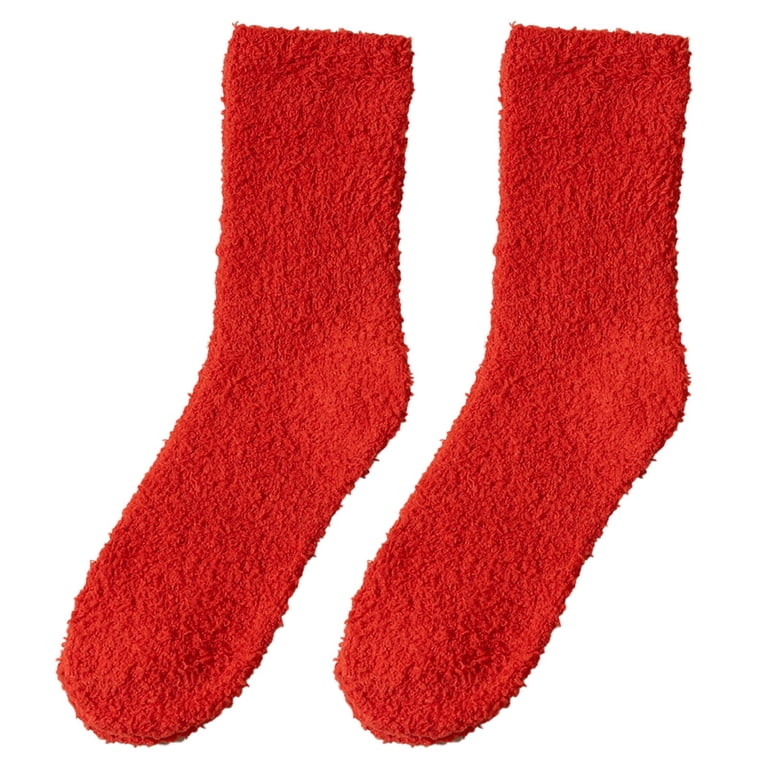 Women\'s Red With Gripper Winter Non Slip Thick Fuzzy Socks Warm Cozy Christmas Xfvqtps Slipper Socks for Women with Grippers Knitted Low  main image 2