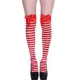 thumbnail image 1 of Red Socks Women Stripe Print Long Knee Socks Fancy Dress Funny Dress Up Props, 1 of 5
