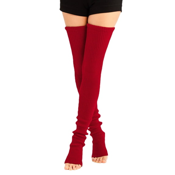 Red Socks Women's Knit Vertical Stripe Seasonal Over The Knee Long Socks Yoga Sports Casual Socks