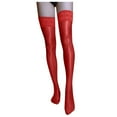thumbnail image 1 of Red Socks for Women Sexy 70D Oil Glossy Stockings Shiny Satin Shape Non-slip Stockings, 1 of 6