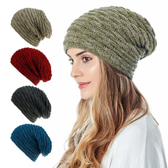 Red Softshell Winter Fleece Lined Beanie Hats Cotton Unisex Windproof Stretchy Knit Double Layer Cuffed Cap One Size