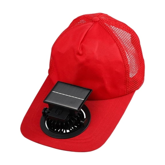 Red Solar Fan Sun Hat Face-Covering Cap With Powerful Lithium Battery Fast Charging Via Usb And Rotatable Fan Head For Comprehensive Cooling For Hiking Fishing 6.30X5.12X9.84In 0.441Lb