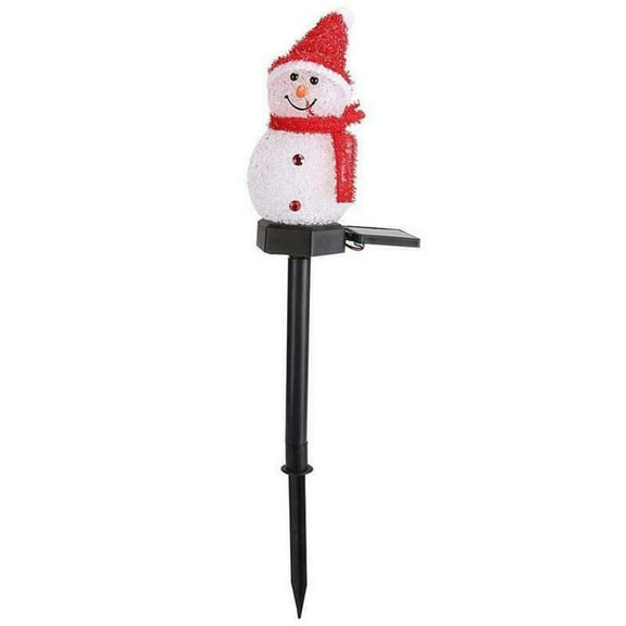 Red Solar Powered Floor Light Snowman Outdoor Garden Decoration With Warm White Led, 8-Hour Lighting And Rubber Base For Yard, Pathway, Holiday Decor 5.12X3.94In 0.44Lb