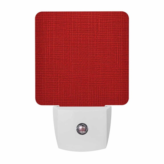 Red Solid Color Night Light, Deep Red Woven Fabric Texture Rustic Minimalist Plug in Night Lights with Dusk to Dawn Sensor, Energy Saving Red LED Nightlight for Bedroom Bathroom, Auto On/Off