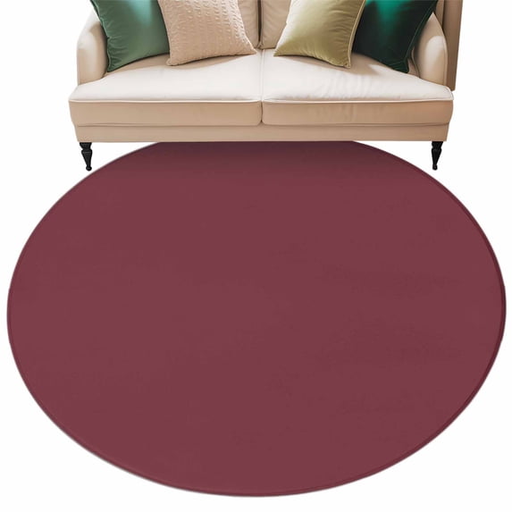 Red Solid Color Round Area Rugs Collection 5', Aesthetics Contemporary Luxury Non Slip Indoor Circular Throw Runner Rug Floor Mat Carpet for Living Room Dining Table Bedroom Nursery