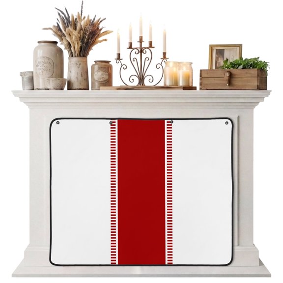 Red Solid Color Texture Magnetic Fireplace Cover, Fireplace Draft Blocker, Simple Red Stripes Fireplaces Blanket for Heat Loss/Cold Air, Fireplaces Draft Stopper Cover for Inside 45"x34"