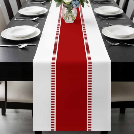 Red Solid Color Texture Table Runner 108 Inches Long, Simple Red Stripes Kitchen Coffee Dining Table Decoration for Home Party Birthday Wedding Home Decor 13x108 Inches