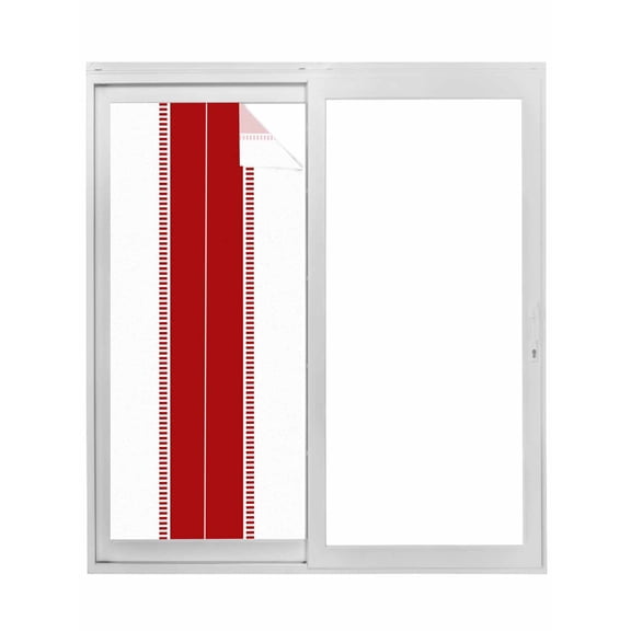 Red Solid Color Texture Window Privacy Film, Simple Red Stripes Static Cling UV Sun Blocking Tint Film Heat Control Windows Films for Bedroom Bathroom, Window Stickers 23.6"x59"
