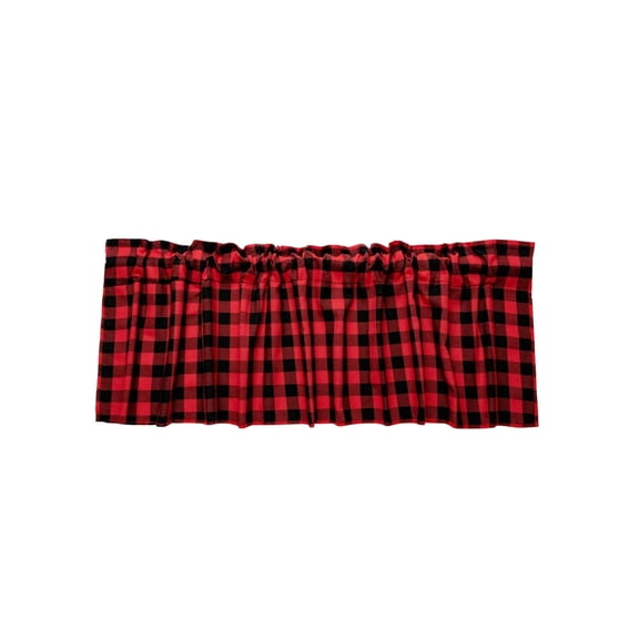 Red Window Valance Solid Color Cottage Style Curtain Rod Pocket For Kitchen Living Room 18X54In