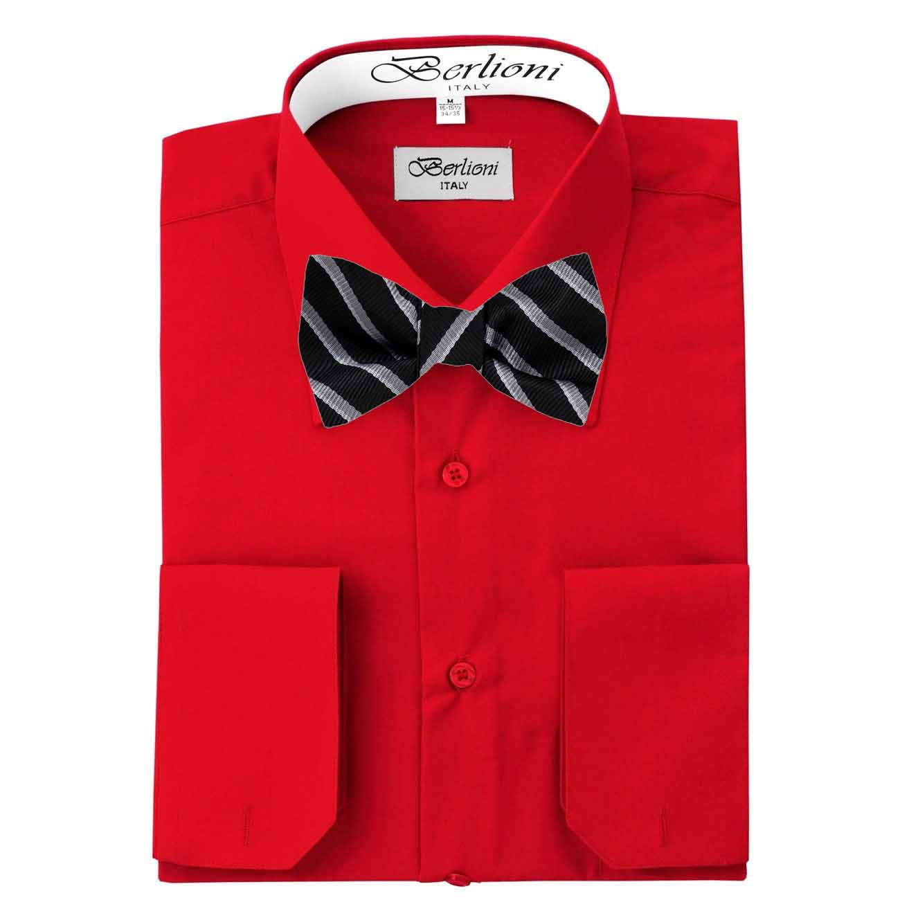 red dress shirt with black bow tie Red Suit with Black Shirt and Red Bow Tie