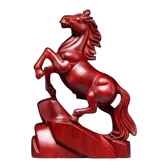 Red Solid Wood Horse Statue With Fine Craftsmanship, Room Decor Accent For Living Space, Bookshelf And Display Collection, 3.15In