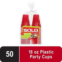 Red Solo Party Plastic Disposable Cups, 18 oz, 50 Count