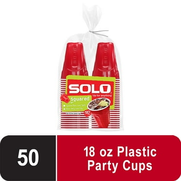Red Solo Party Plastic Disposable Cups, 18 oz, 50 Count