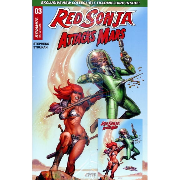 Red Sonja Attacks Mars #3A (with card) VF ; Dynamite Comic Book