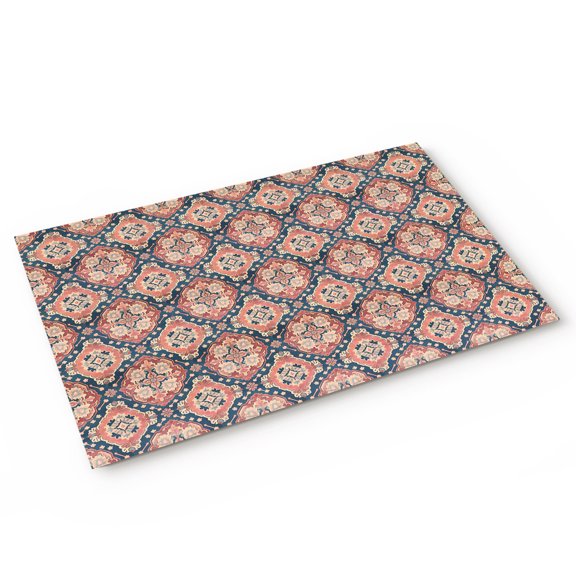 Red Southwest Ethnic Group Door Mat Country Retro Style Non Slip Absorbent Entrance Mat Washable Low Profile Indoor Doormat for Front Door Entryway Entry 16"x24"