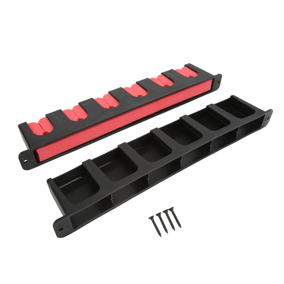 Red Space Saving Wall Mounted Fishing Rod Rack, Durable Heavy Duty Anti Scratch Horizontal Fishing Rod Holder for Garage Home, Holds 6 Rods, 36x14x3 in / 91.4x35.6x7.6 cm