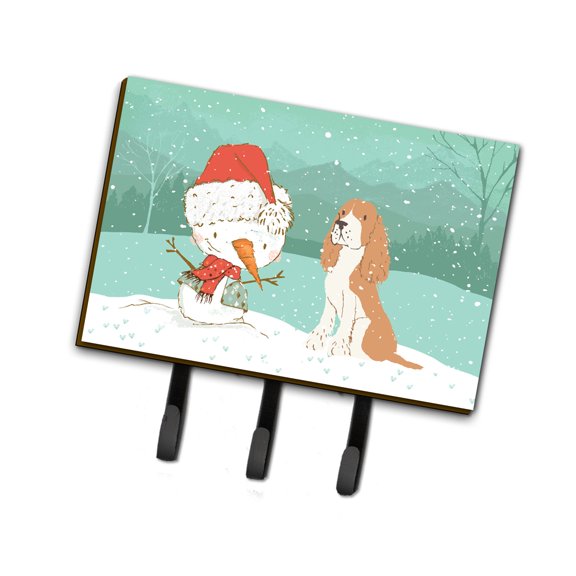 Red Spaniel Snowman Christmas Leash or Key Holder