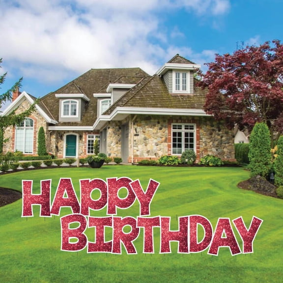 Red Sparkle 24" Tall KG Happy Birthday Yard Decoration Set - KG - 13 Pc Set
