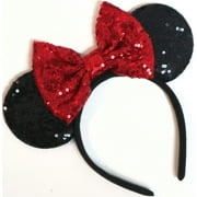 Red Sparkle Minnie Ears Headband, Red Sequin Mickey Ears Headband/Handmade/One Size fits All