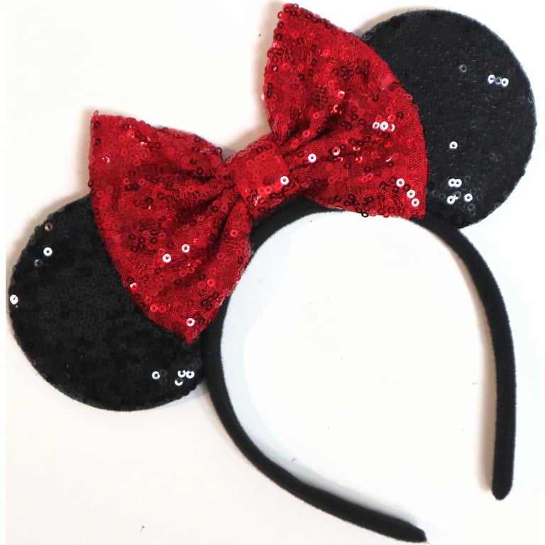 Gifts by RD Red Sparkle Minnie Ears Headband Handmade Red  display picture 3