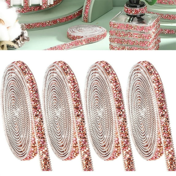 Red Sparkle Rhinestone Strips,Rhinestone Ribbon Self,Diamond Ribbon Sticker Roll,Glitter Bling Crystal Tape,Shiny Resin Diamond Belt,for Crafting Clothes Shoes DIY Art Decoration 12 Yards