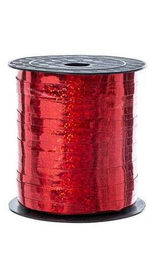 Red Sparkle Ribbon for Balloons 3/16 Holographic Curling Ribbon 100 Feet 