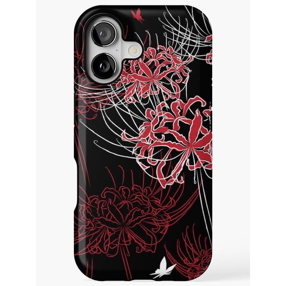 Red Spider Lily and Butterfly Tough Phone Case for Apple iPhone, Dual ...