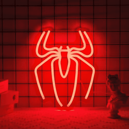 Red Spider Neon Sign LED Light for Wall Decor Dimmable Gaming Neon Sign Wall Signs 5 Brightness Adjustments USB Night Neon Light for Room Game Kids Room Man Cave Party Decor Gift (11x9in)