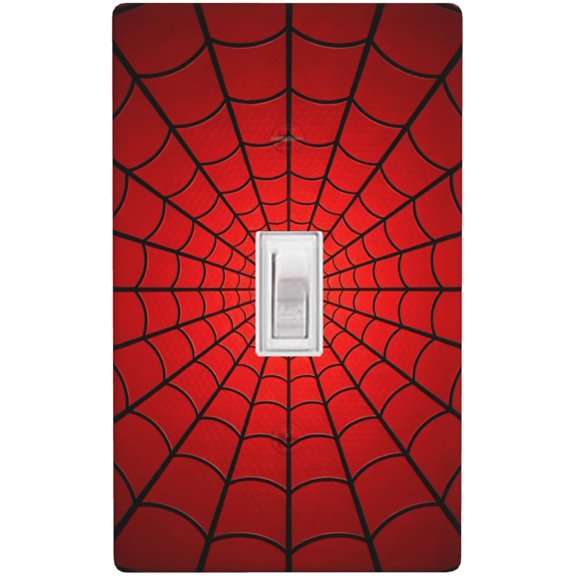 Red Spider Web 1-Gang Toggle Light Switch Plate, Hero Theme Cartoon Wall Plate for Boys Room, Game Room & Man Cave Switch Cover