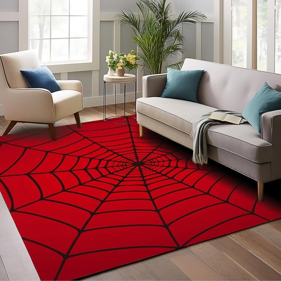 Red Spider Web 5x7 Indoor Area Rug Washable Non Slip Soft Low Pile Carpet for Living Room Bedroom Kitchen
